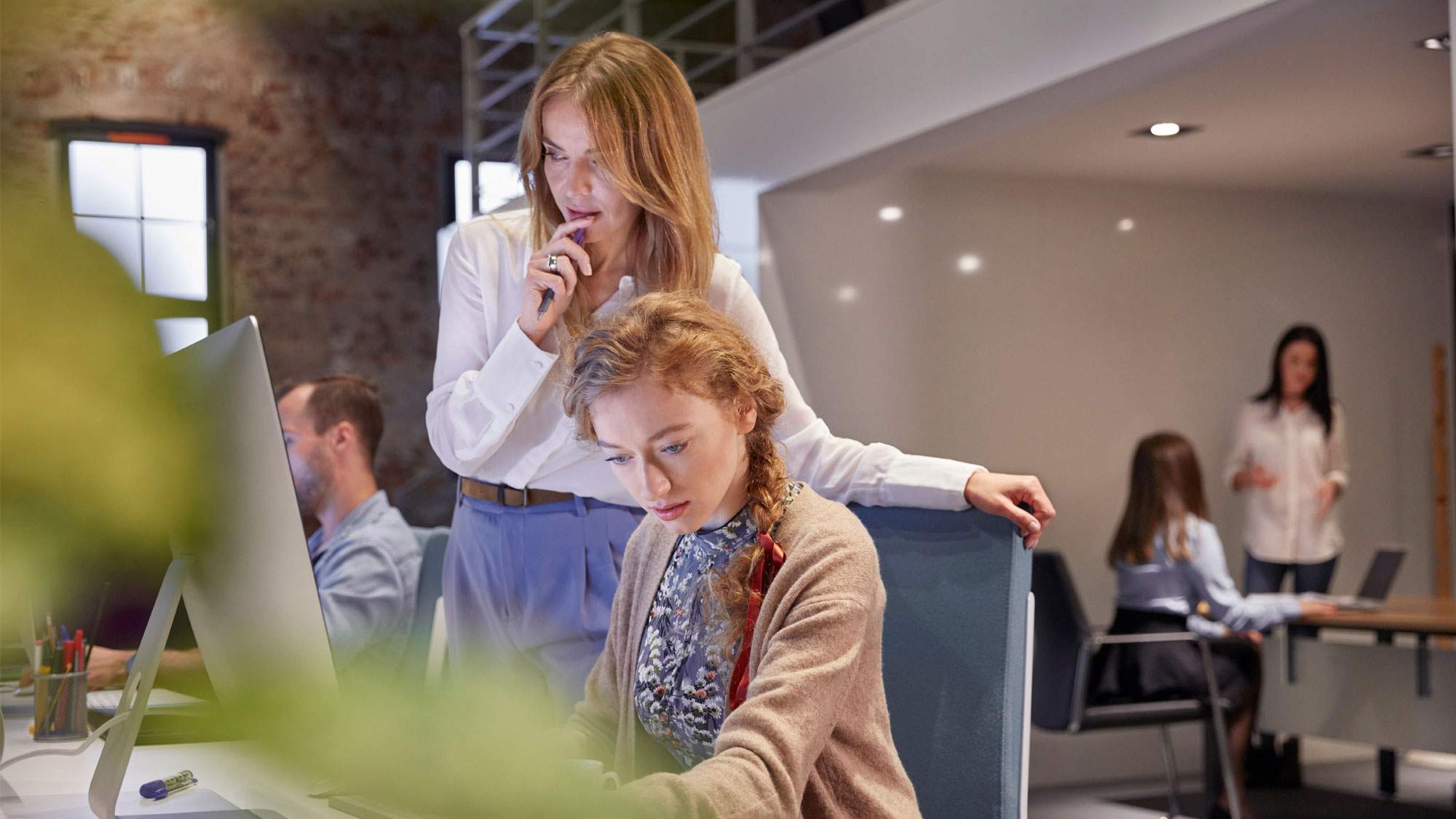People working on computer